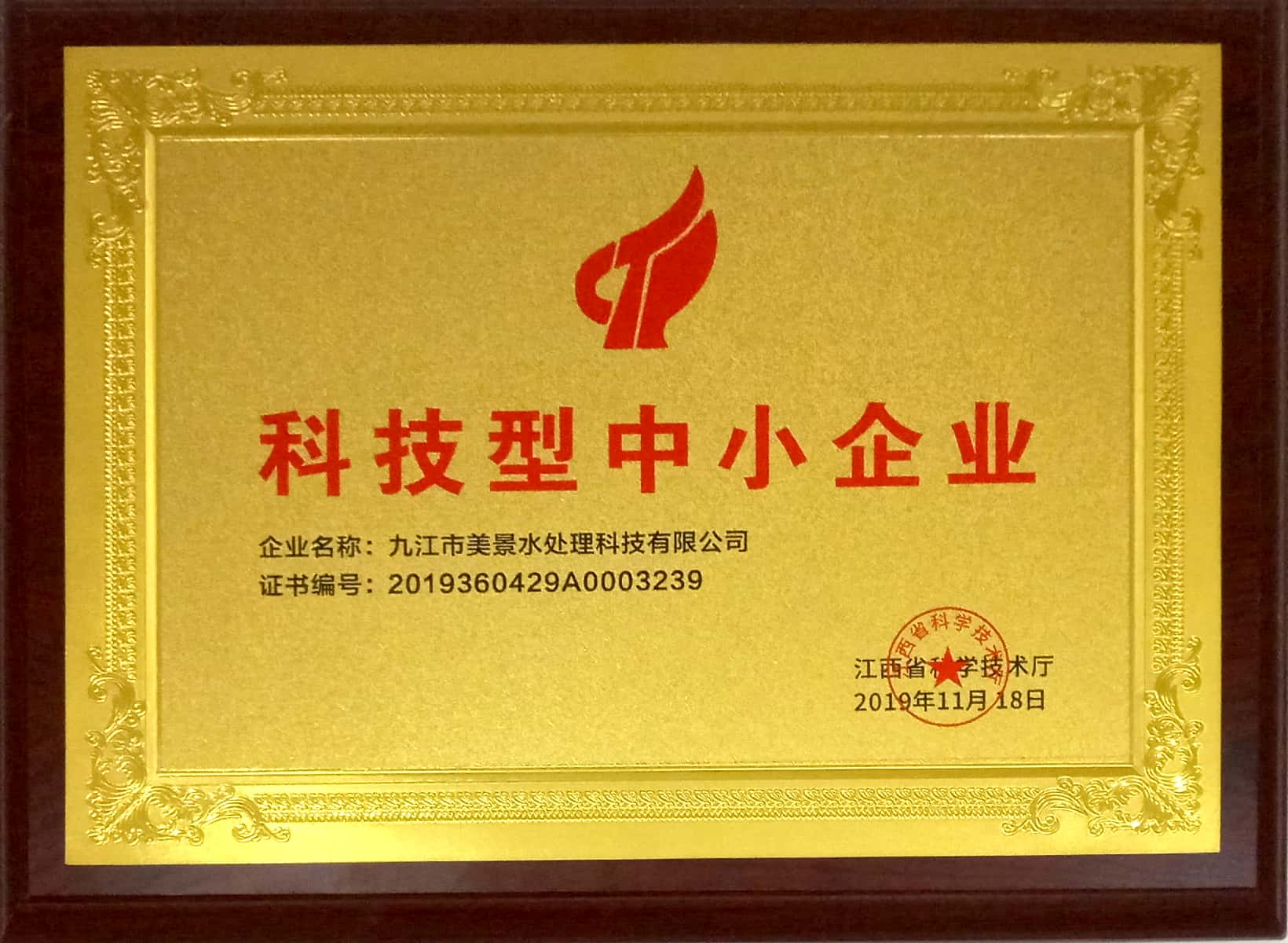 科技型中小企业证书